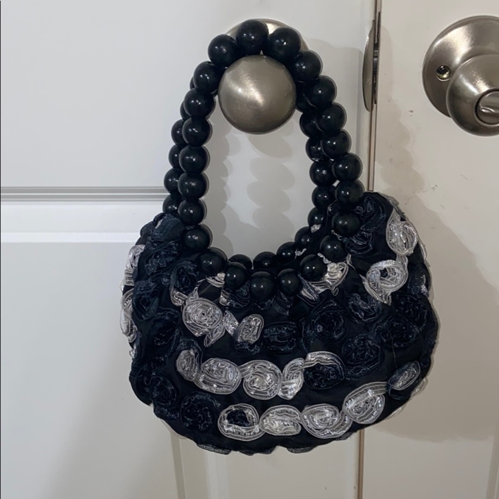 black and white mini purse